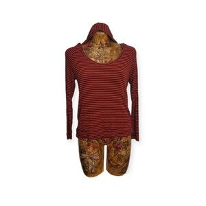 Splendid top hoodie striped red blue long sleeve Small